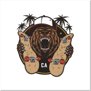 california skate bear Posters and Art